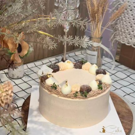 Alternative view of Elevate Your Senses: Experience the Warmth of Autumn with Our Chestnut Chiffon Cake - A Delightful Symphony of Seasonal Flavors!