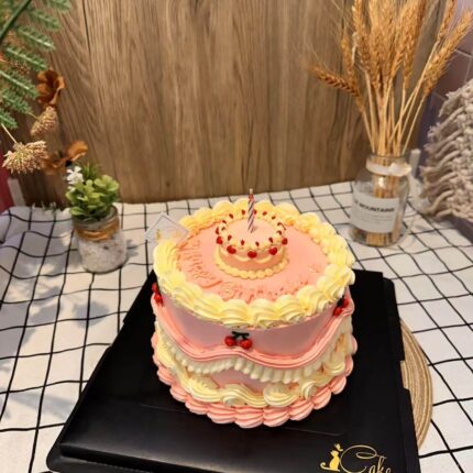 Alternative view of Cherry Delight Vintage Birthday Cake – Sweet Retro Charm for Special Celebrations - iCake Melbourne