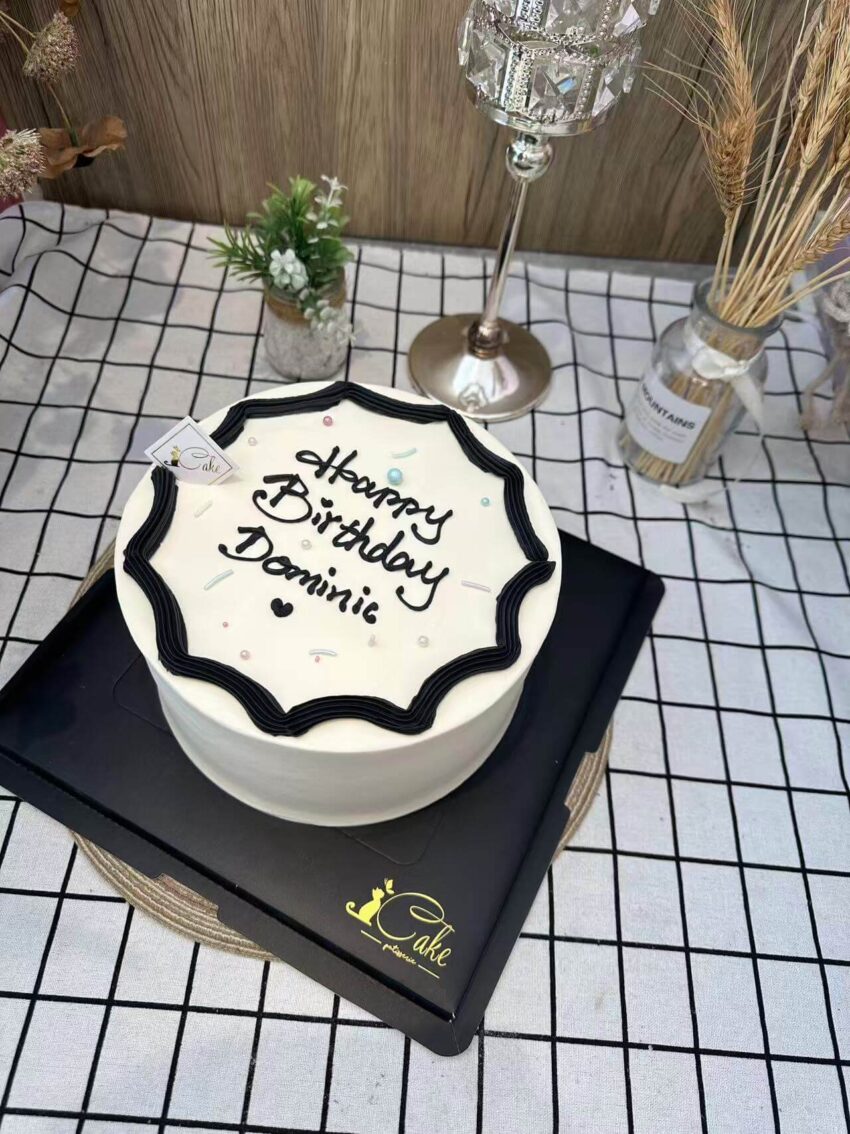 Monochrome Message Cake – Elegant Black & White Birthday Cake| iCake Melbourne - Image 2