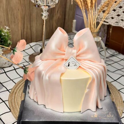 Alternative view of 🎀 Pink Satin Bow Gift Cake – A Luxurious Celebration from iCake Melbourne