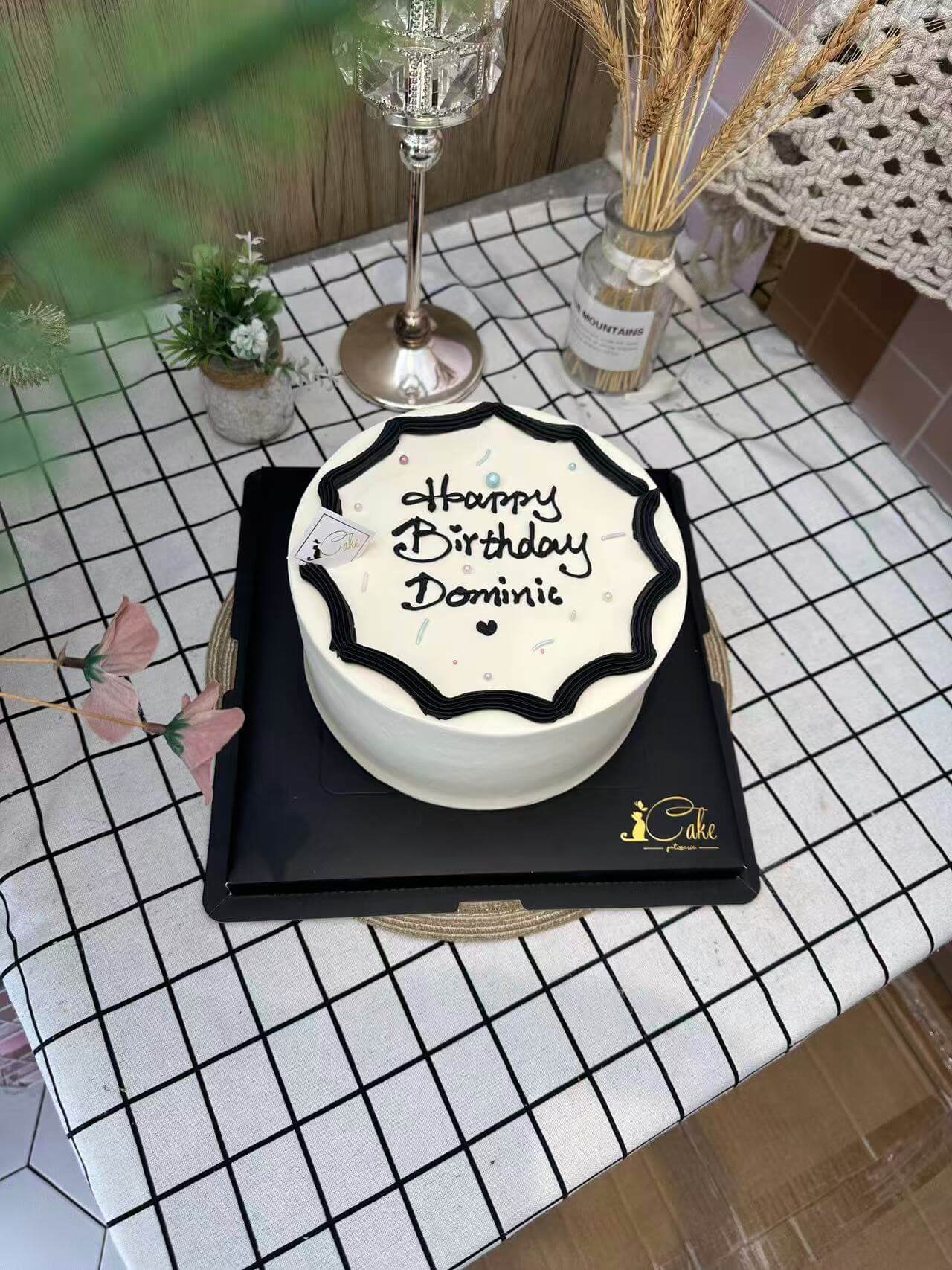 Monochrome Message Cake – Elegant Black & White Birthday Cake| iCake Melbourne