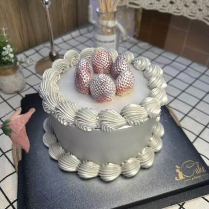 Alternative view of Silver Retro Strawberry Cake