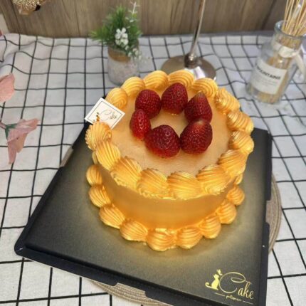 Alternative view of Golden Strawberry Cake – Elegant Strawberry Cream Cake in Melbourne