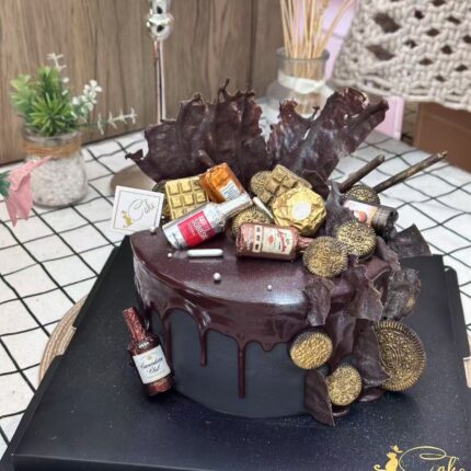 Alternative view of Luxe Chocolate Birthday Cake with Alcohol Truffle | iCake Melbourne