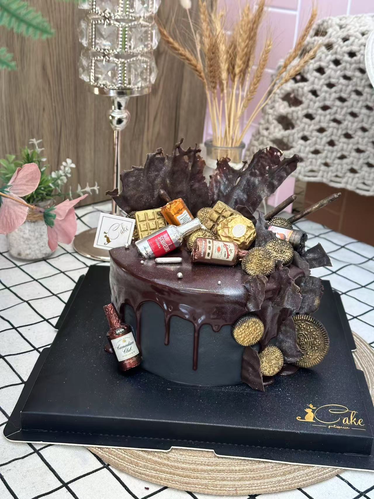 Luxe Chocolate Birthday Cake with Alcohol Truffle | iCake Melbourne