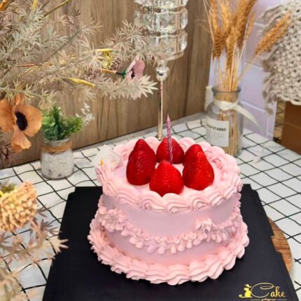 Alternative view of Pink Vintage Strawberry Cake – iCake Melbourne